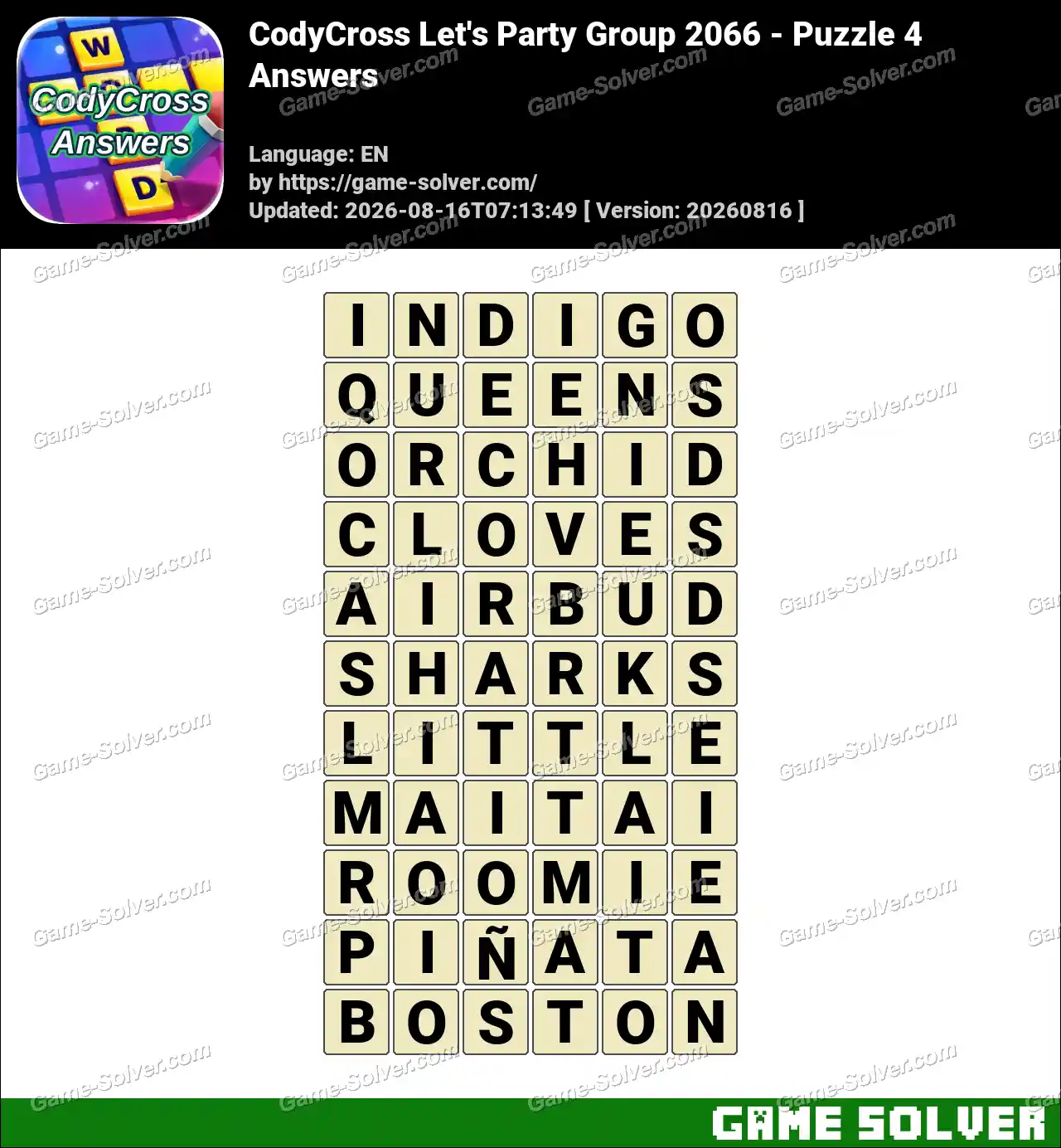 CodyCross Let’s Party Group 2066 – Puzzle 4 Answers